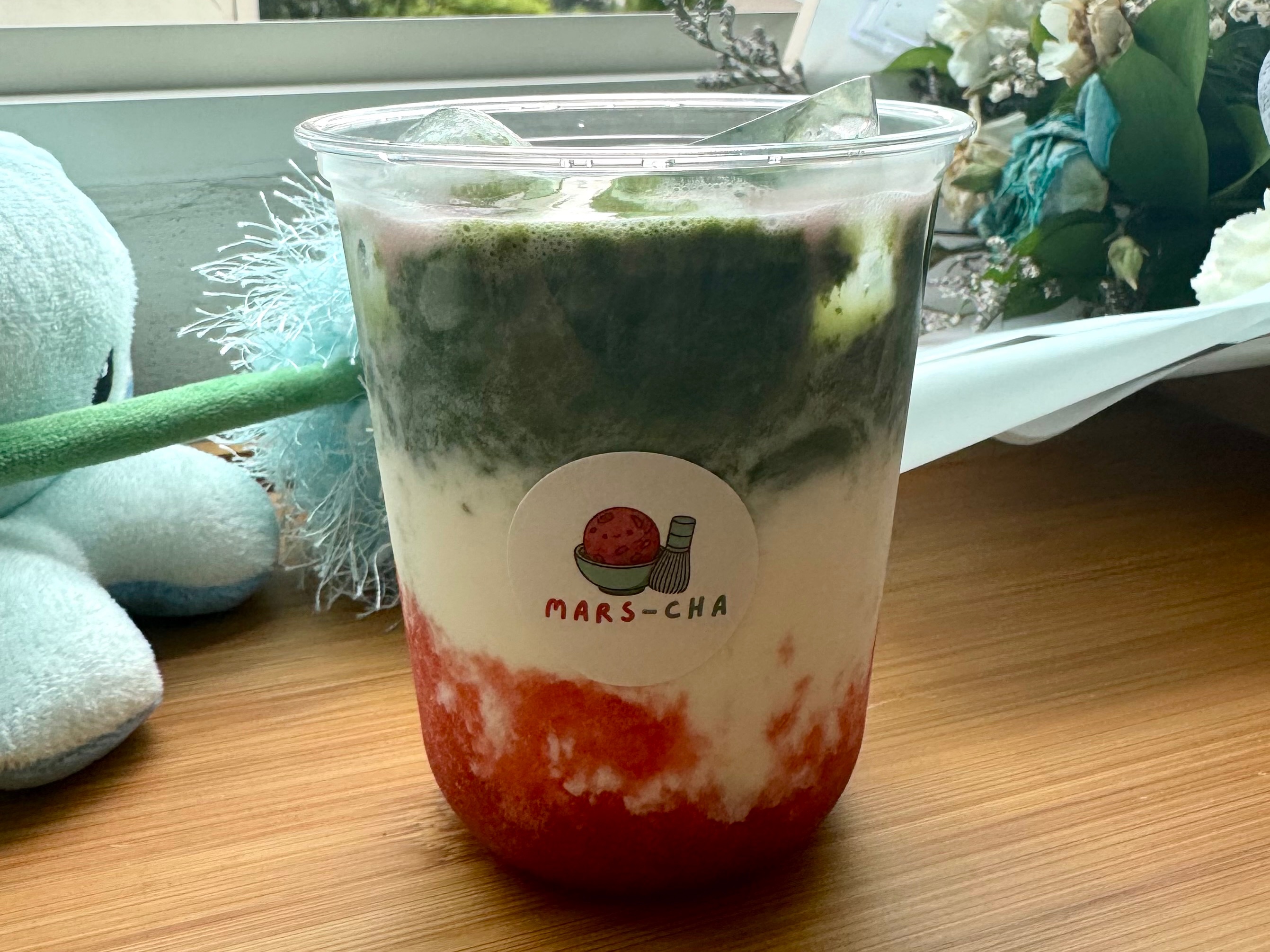 strawberry matcha latte